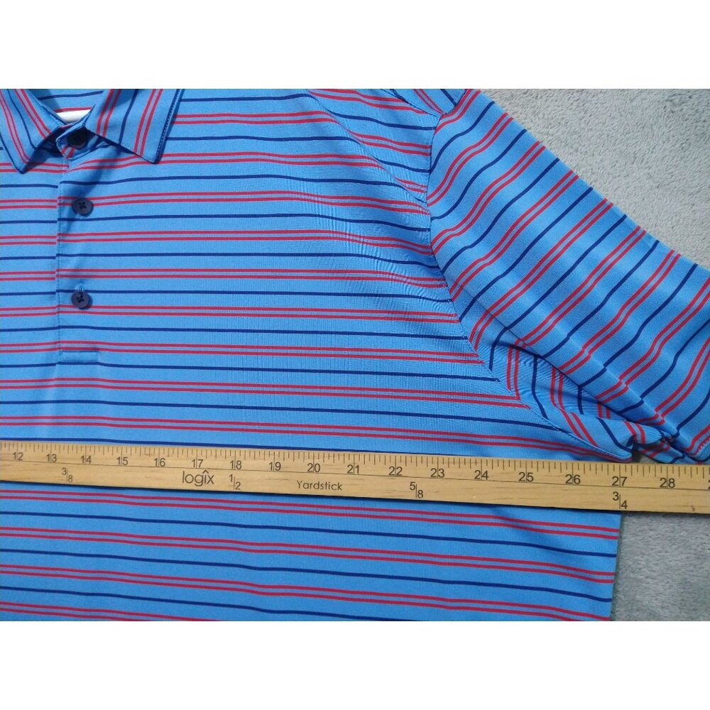 Mizzen Main Shirt Mens 2XL Blue Striped Versa Polo Short Sleeve Golf Preppy - Picture 4 of 8